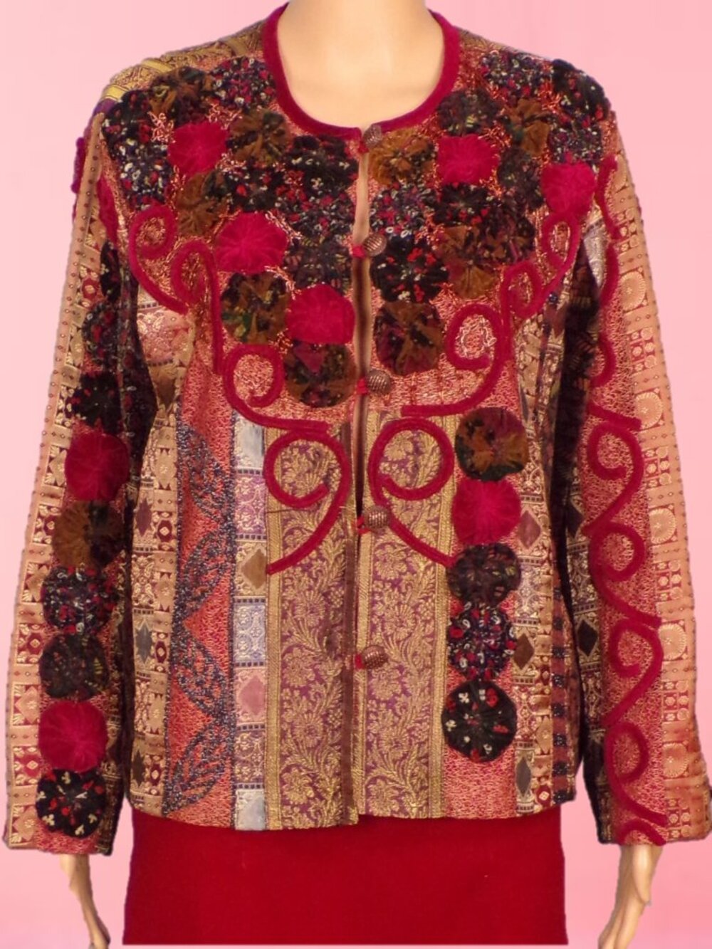 COLDWATER CREEK size PXL multicolor satin & velvet blazer cotton/rayon/others DC